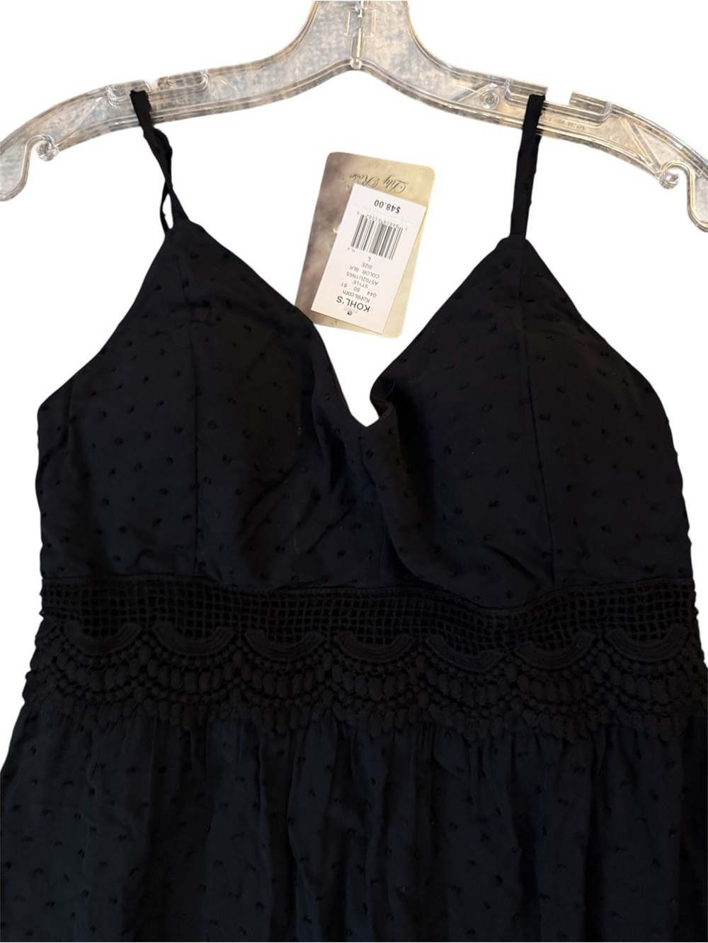 Lily Rose Black Swiss Dot Boho Cottagecore Maxi Dress Size Large NWT - Picture 4 of 8